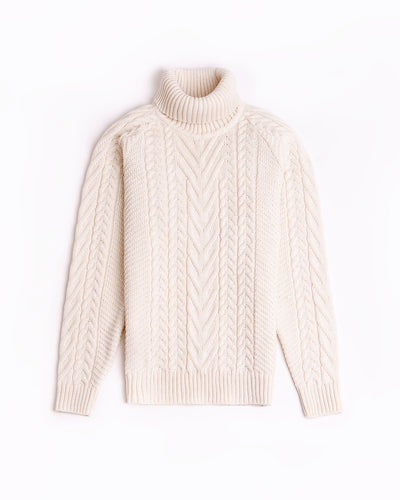 Women's wool braided sweater in white colour