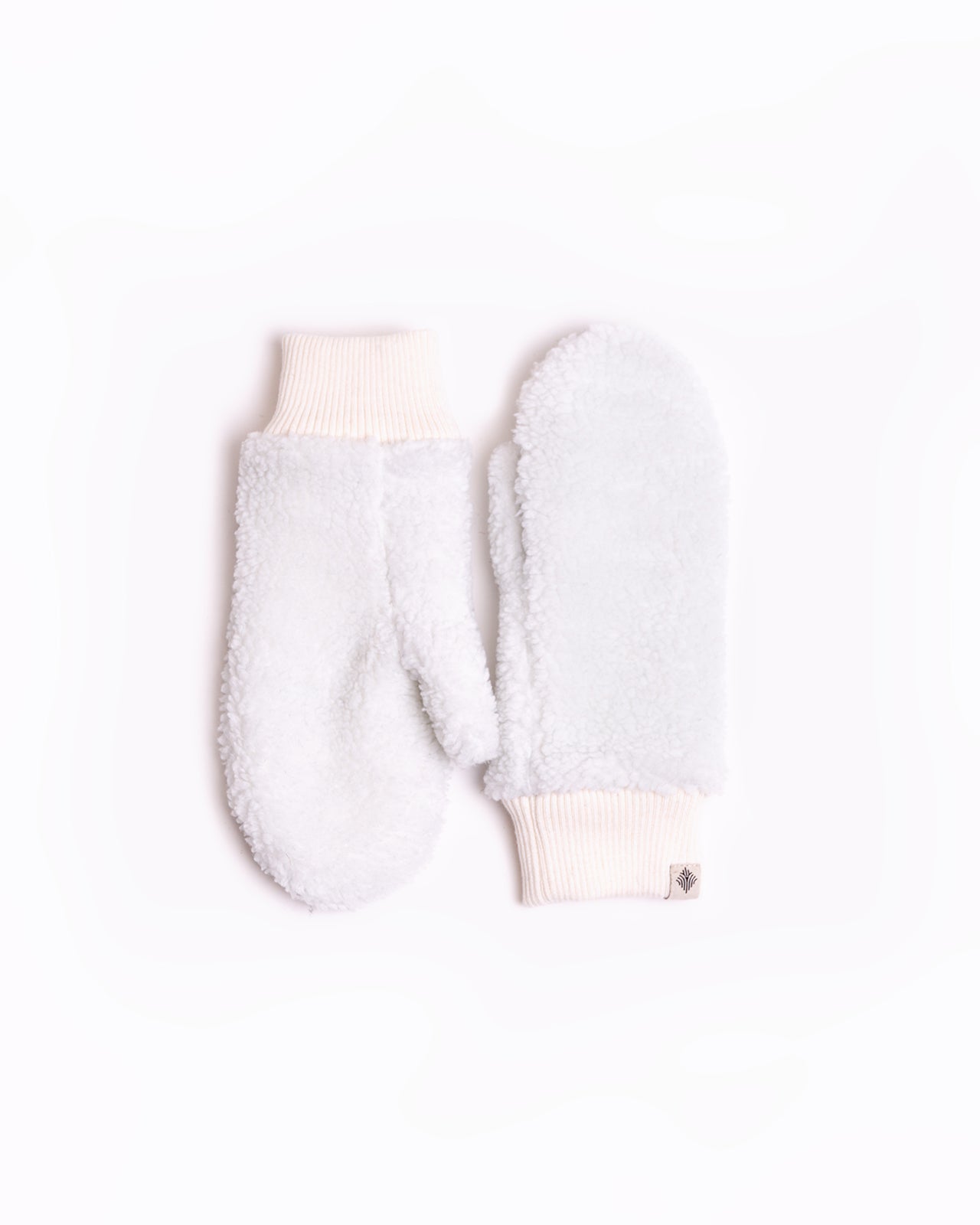 white fluffy sherpa mittens