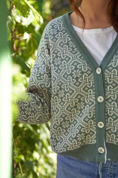 Linen cardigan with pattern