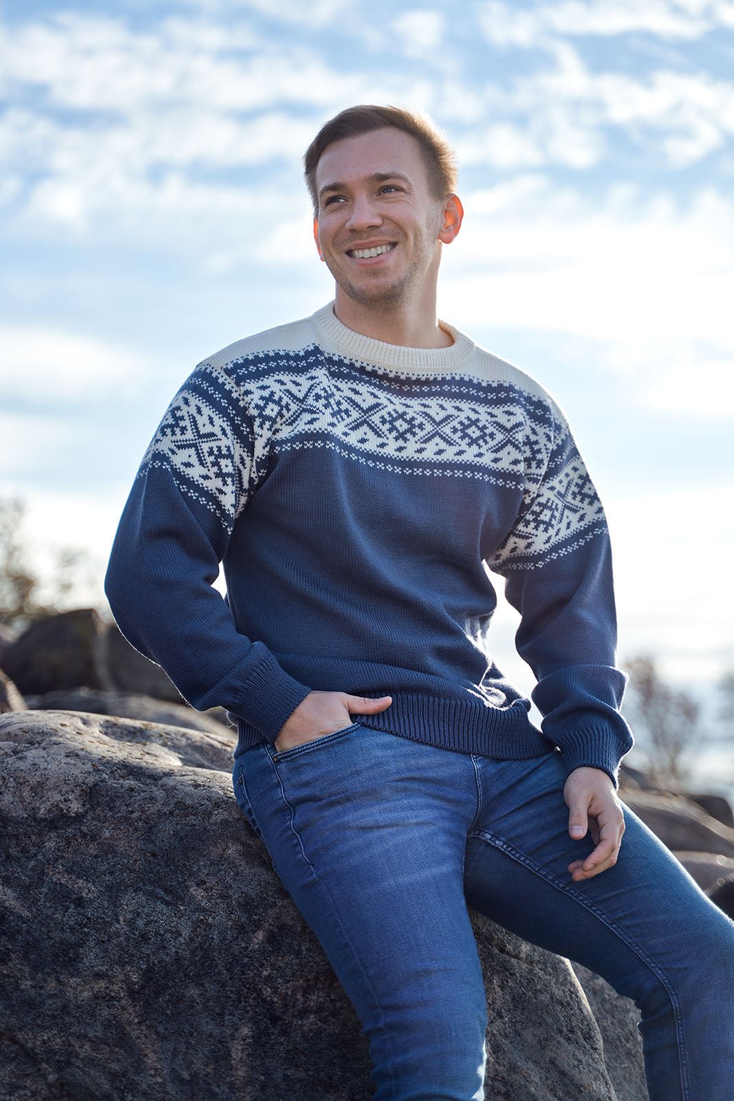 Olav men's round neck sweater | Natural Style Estonia