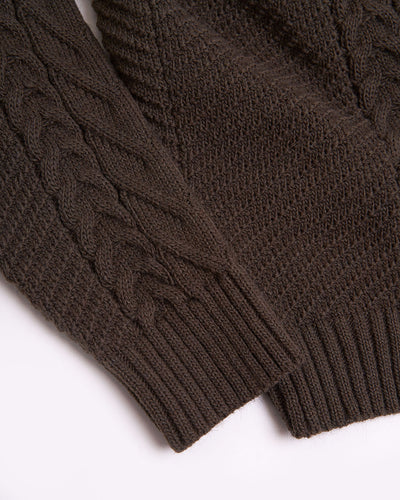 details of wool men's braided sweater