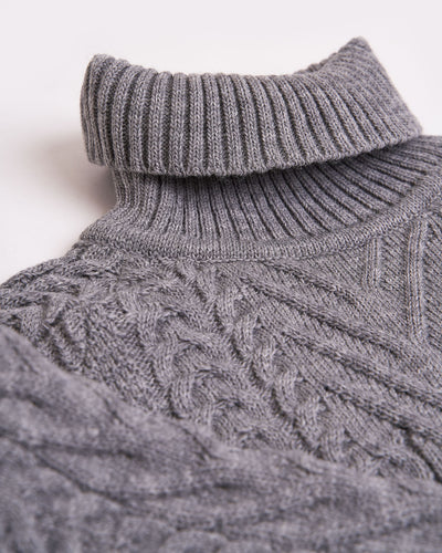 wool men's braided high neck sweater