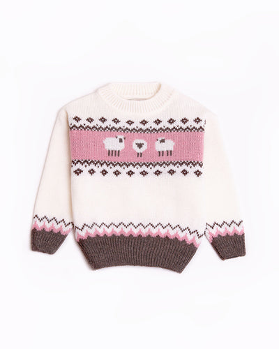 Wool kid's sweater with sheeps