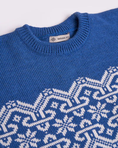 blue wool sweater for men