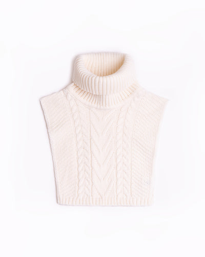 white wool turtleneck collar