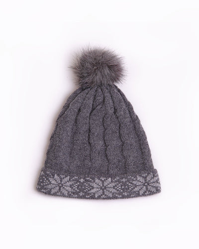 wool grey hat with pompom