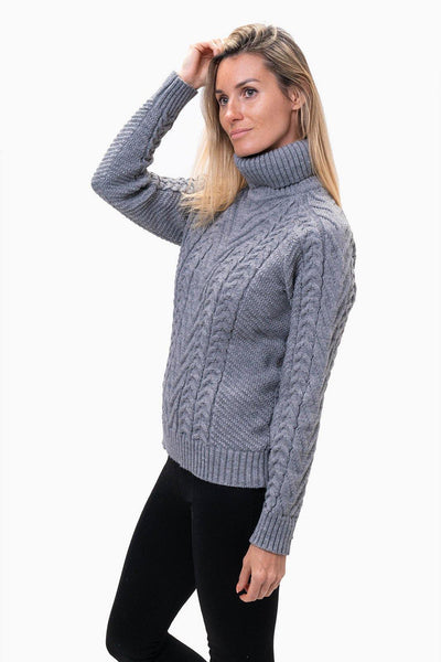 Käsmu women's braided high neck sweater - Natural Style Estonia