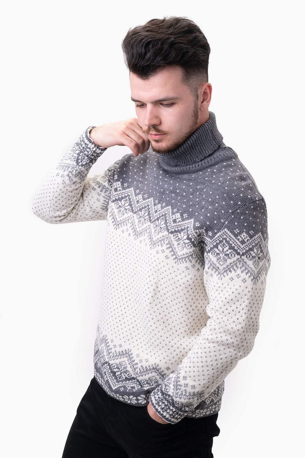 wool men's high neck sweater
