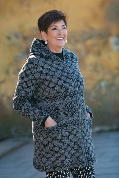 Varbla woolen zipper hooded coat - Natural Style Estonia