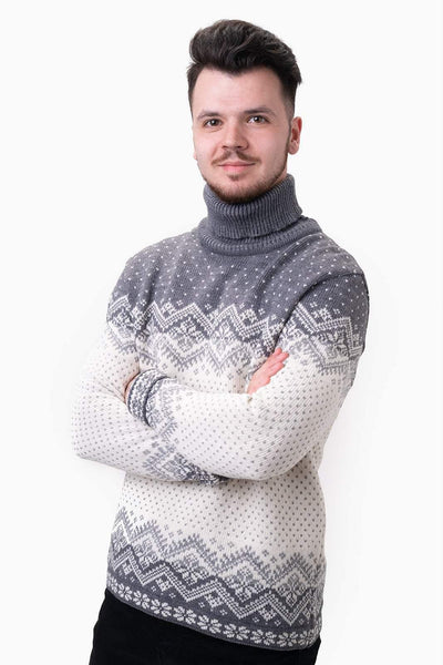 wool men's high neck sweater
