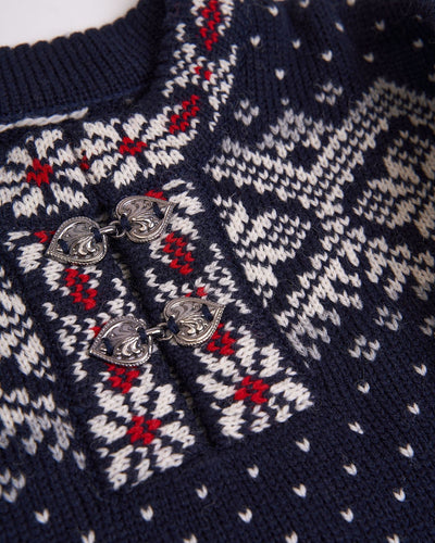 metal buckles on kid's wool traditional jumper