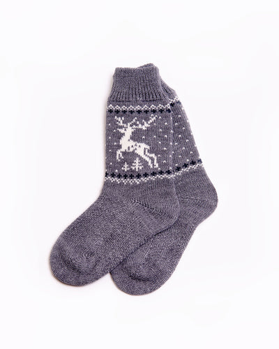 Wool socks with reindeers